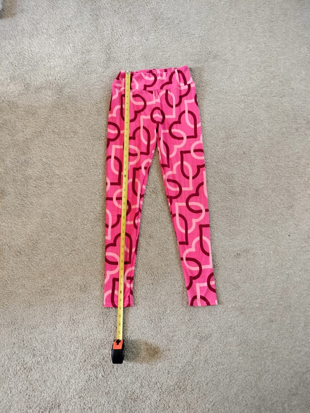 LuLaRoe Girls Pink Heart-Patterned Leggings